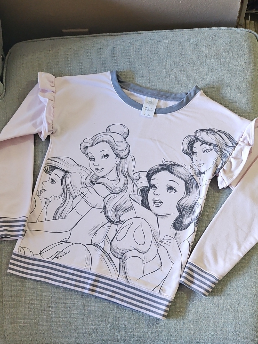 Disney Pink Tee with Gray Trim and Princess Sketch